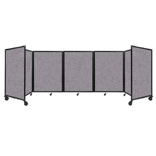 Room Divider 360 Folding Portable Partition 14' x 4' Cloud Gray Fabric